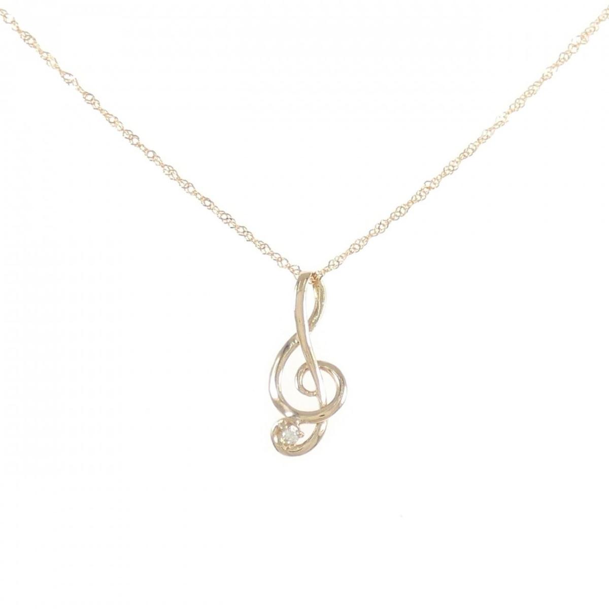 K18PG ダイヤモンド ネックレス 0.01CT【中古】