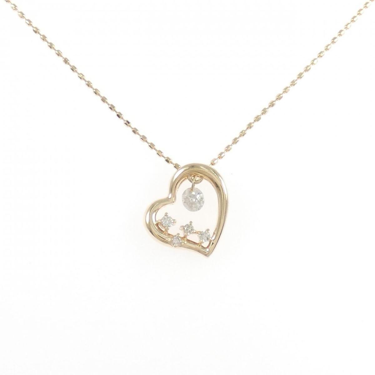 K10PG ハート ダイヤモンド ネックレス 0.14CT【中古】