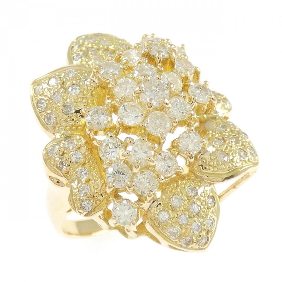 K18YG フラワー ダイヤモンド リング 1.64CT【中古】|KOMEHYO ONLINESTORE 店