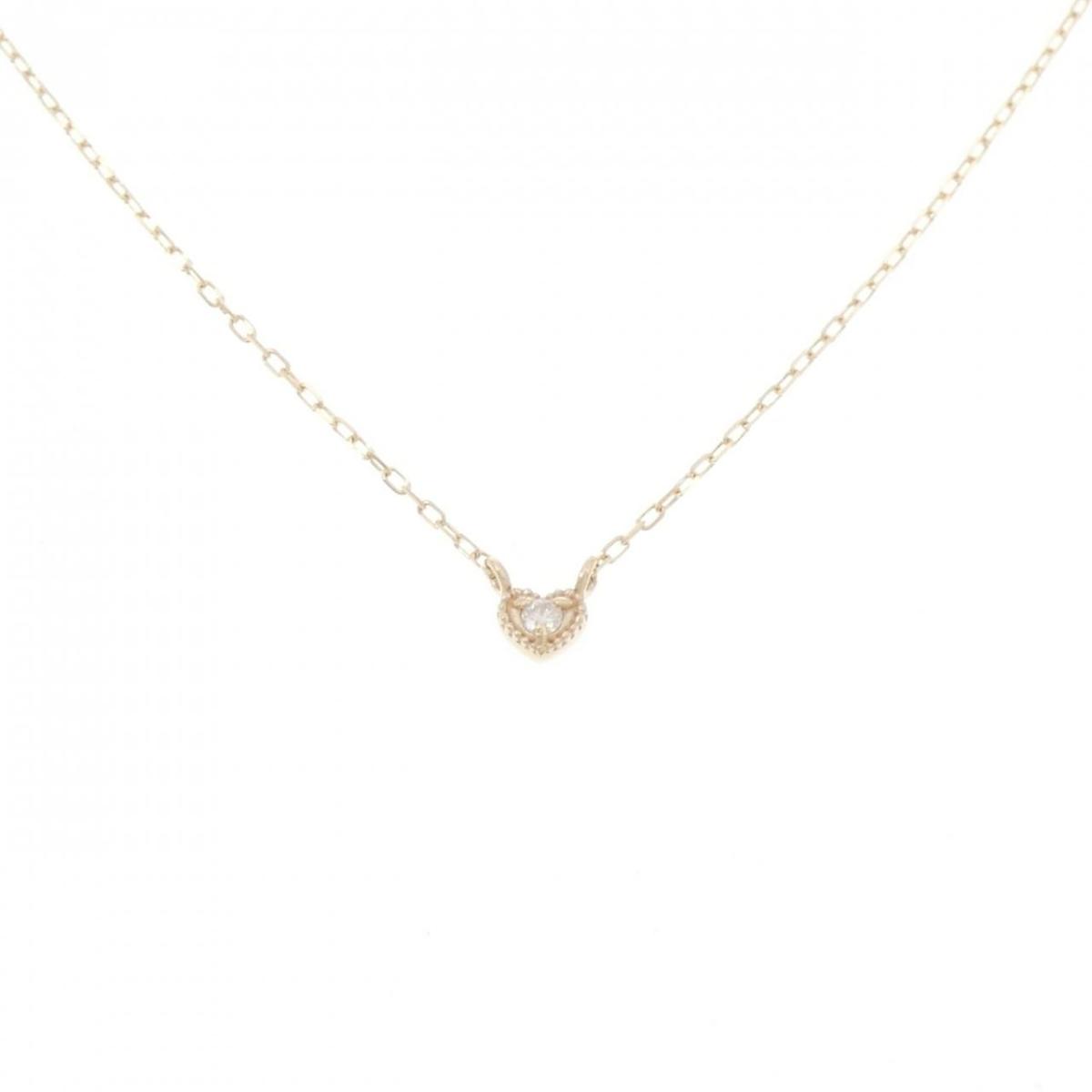 K10YG ハート ダイヤモンド ネックレス 0.01CT【中古】