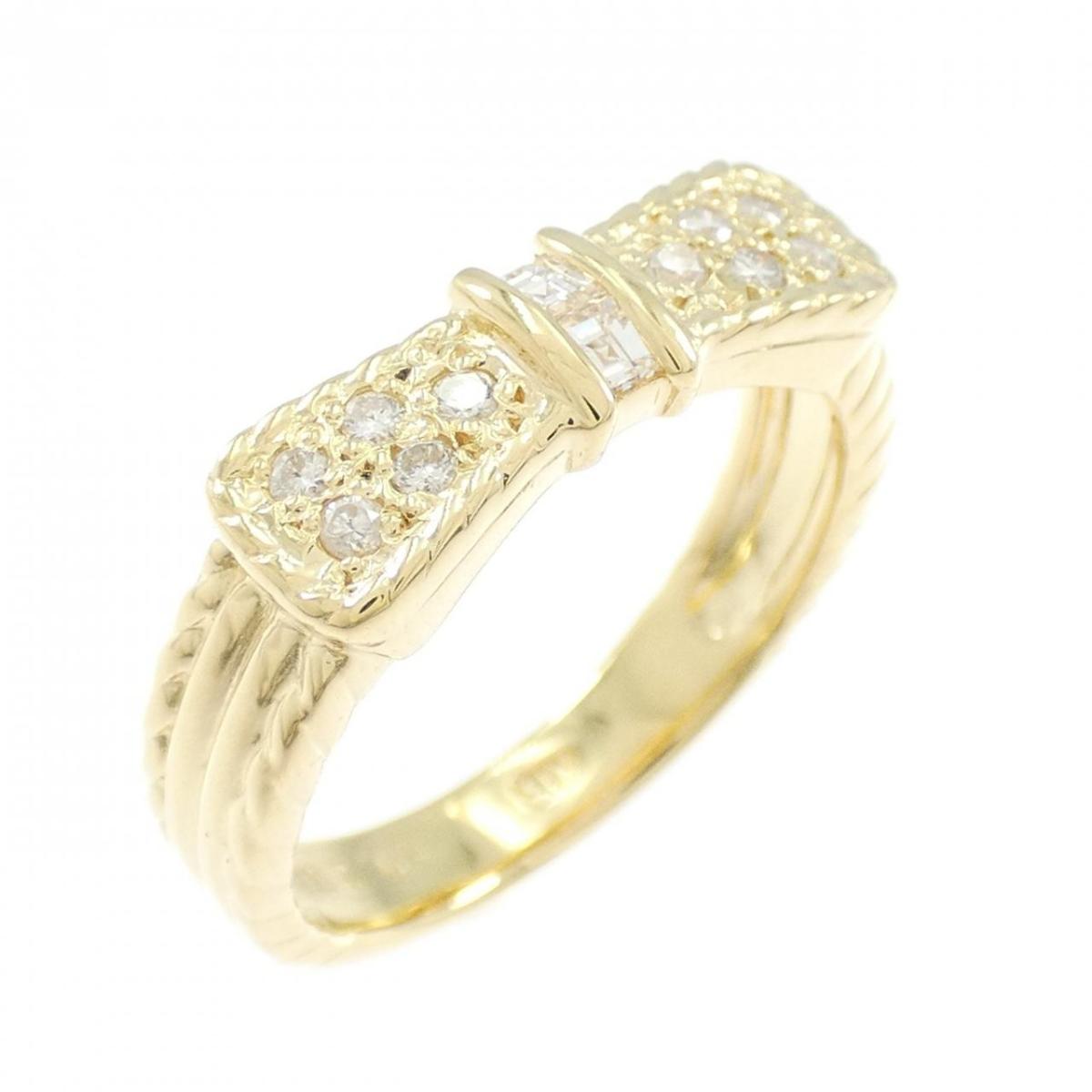 K18YG リボン ダイヤモンド リング 0.20CT【中古】