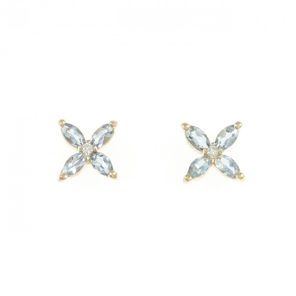 K18YG フラワー アクアマリン ピアス【中古】 29,640円