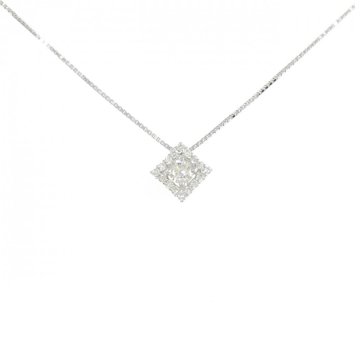 K10WG ダイヤモンド ネックレス 0.18CT【中古】