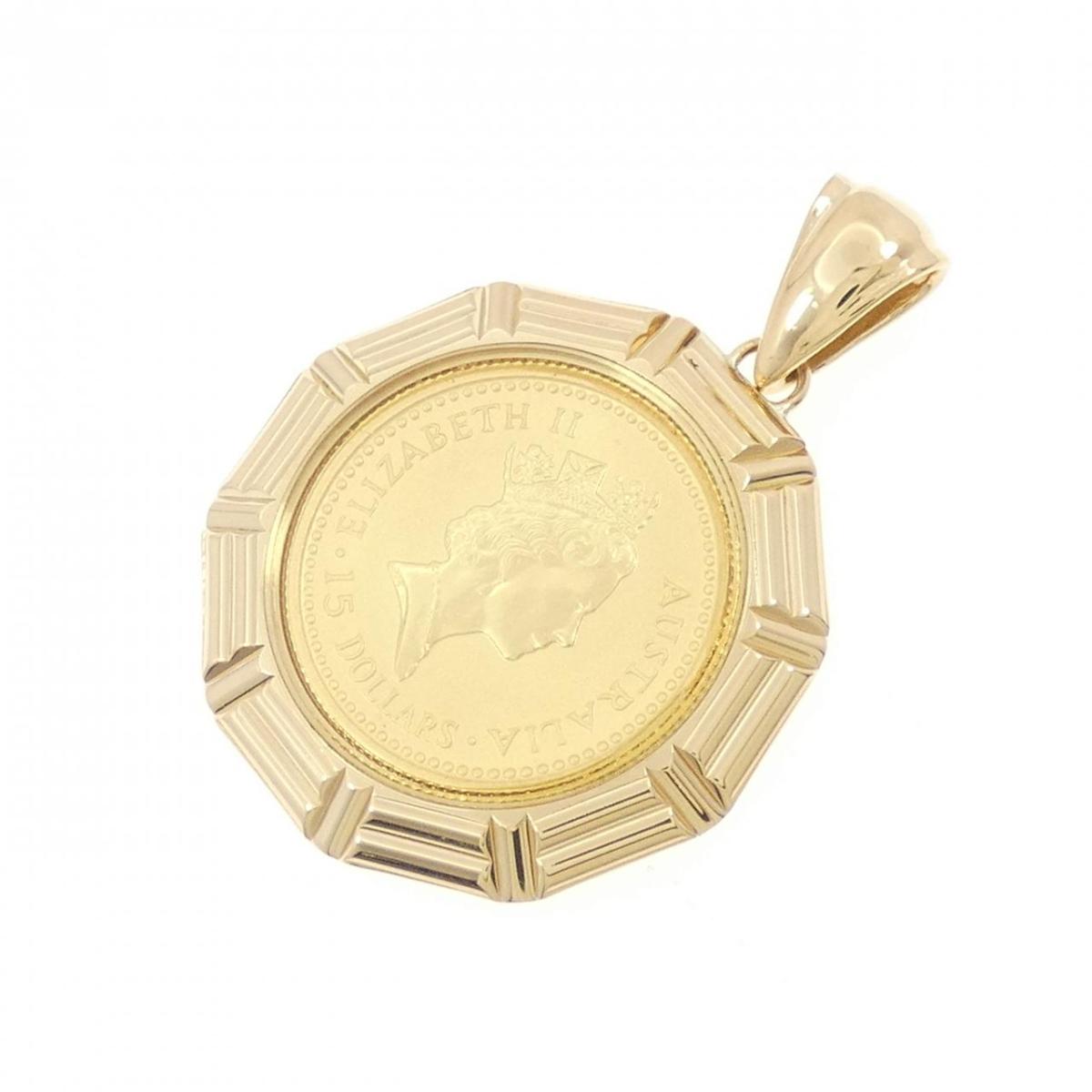 K18YG(枠) コイン ペンダント【中古】