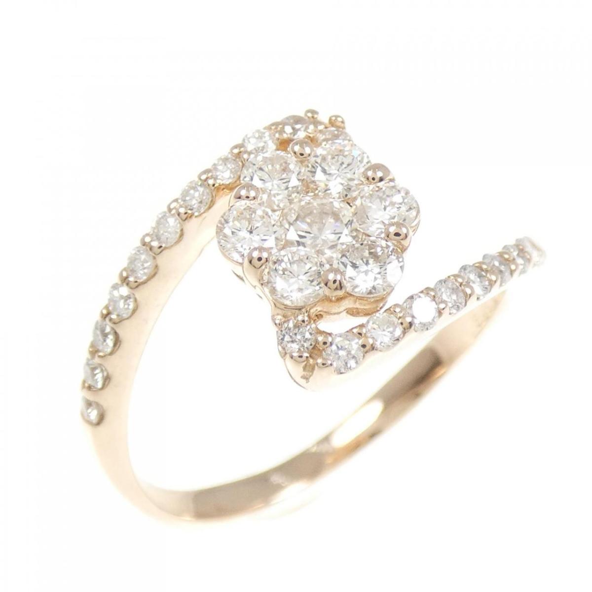 K18PG フラワー ダイヤモンド リング 0.70CT【中古】