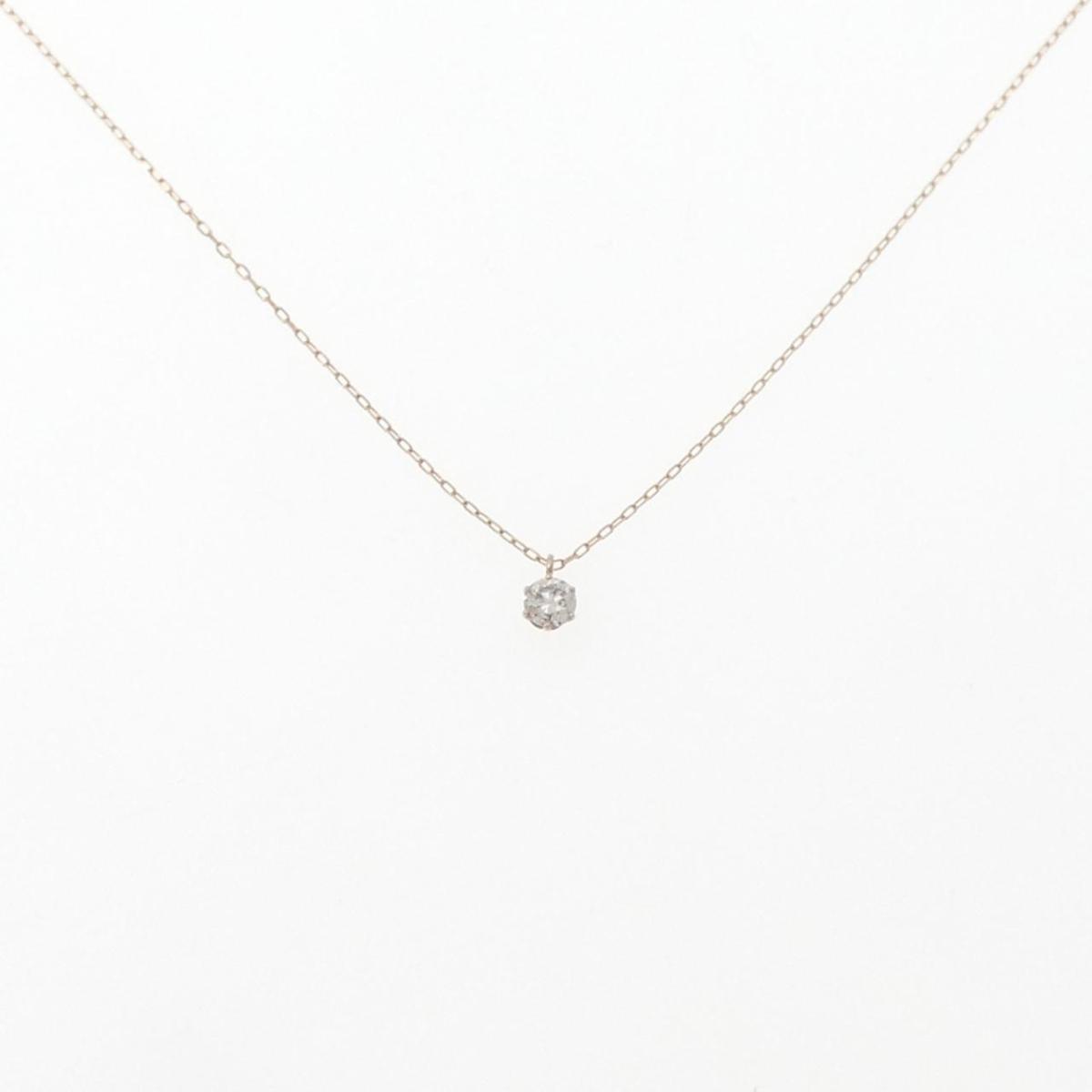K18PG ソリティア ダイヤモンド ネックレス 0.13CT【中古】