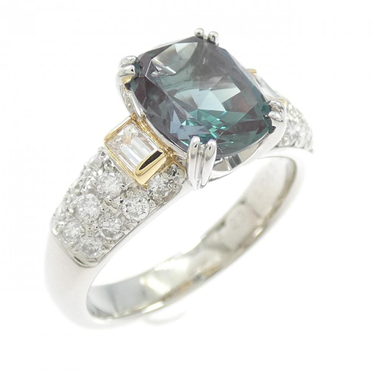 クレサンベール 合成アレキサンドライト リング 2.31CT【中古】