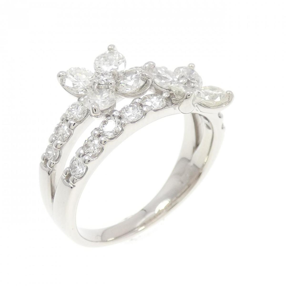 PT900 フラワー ダイヤモンド リング 1.70CT【中古】