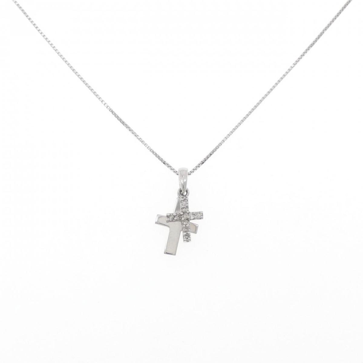K14WG/K10WG クロス ダイヤモンド ネックレス【中古】|KOMEHYO ONLINESTORE 店