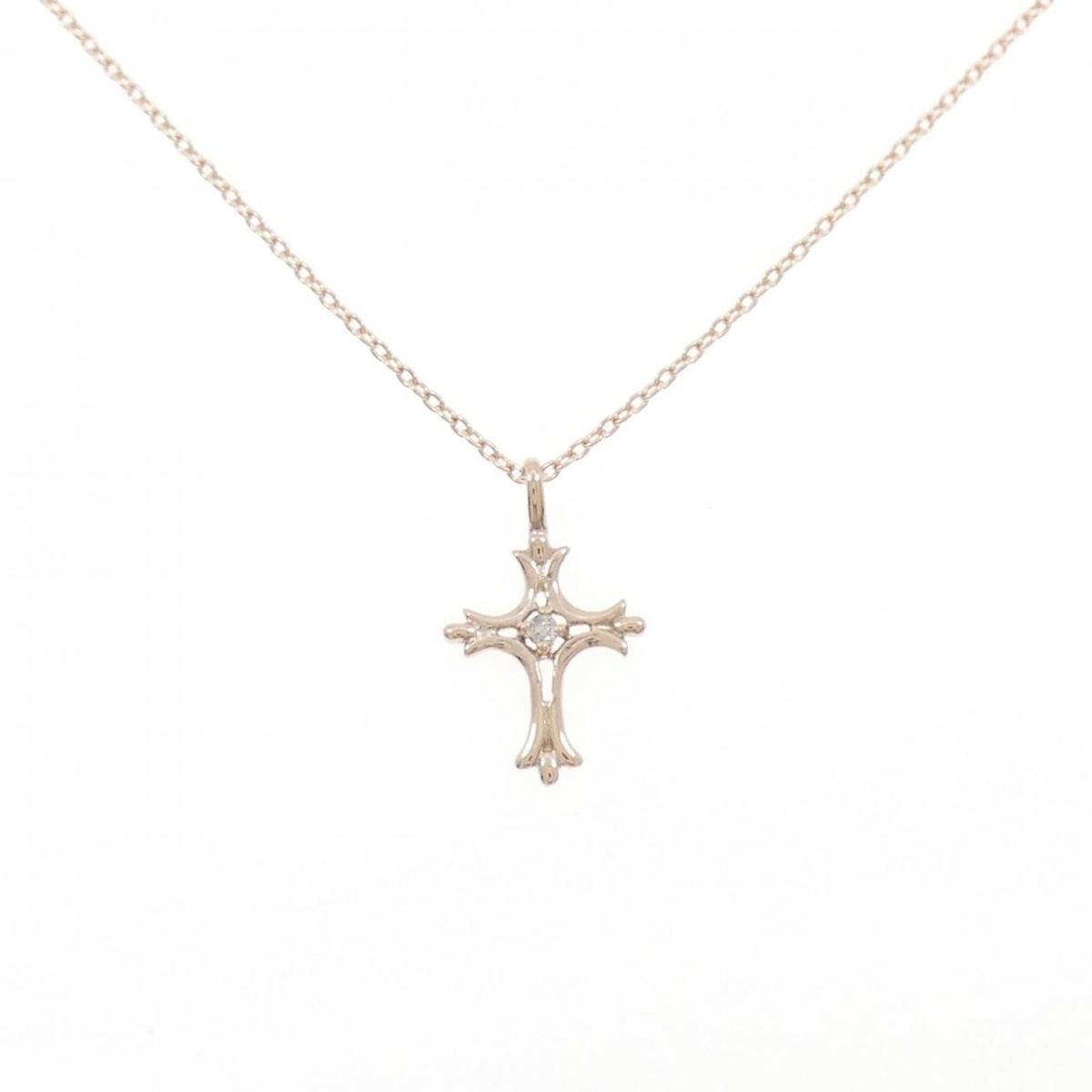 K10PG クロス ダイヤモンド ネックレス 0.01CT【中古】