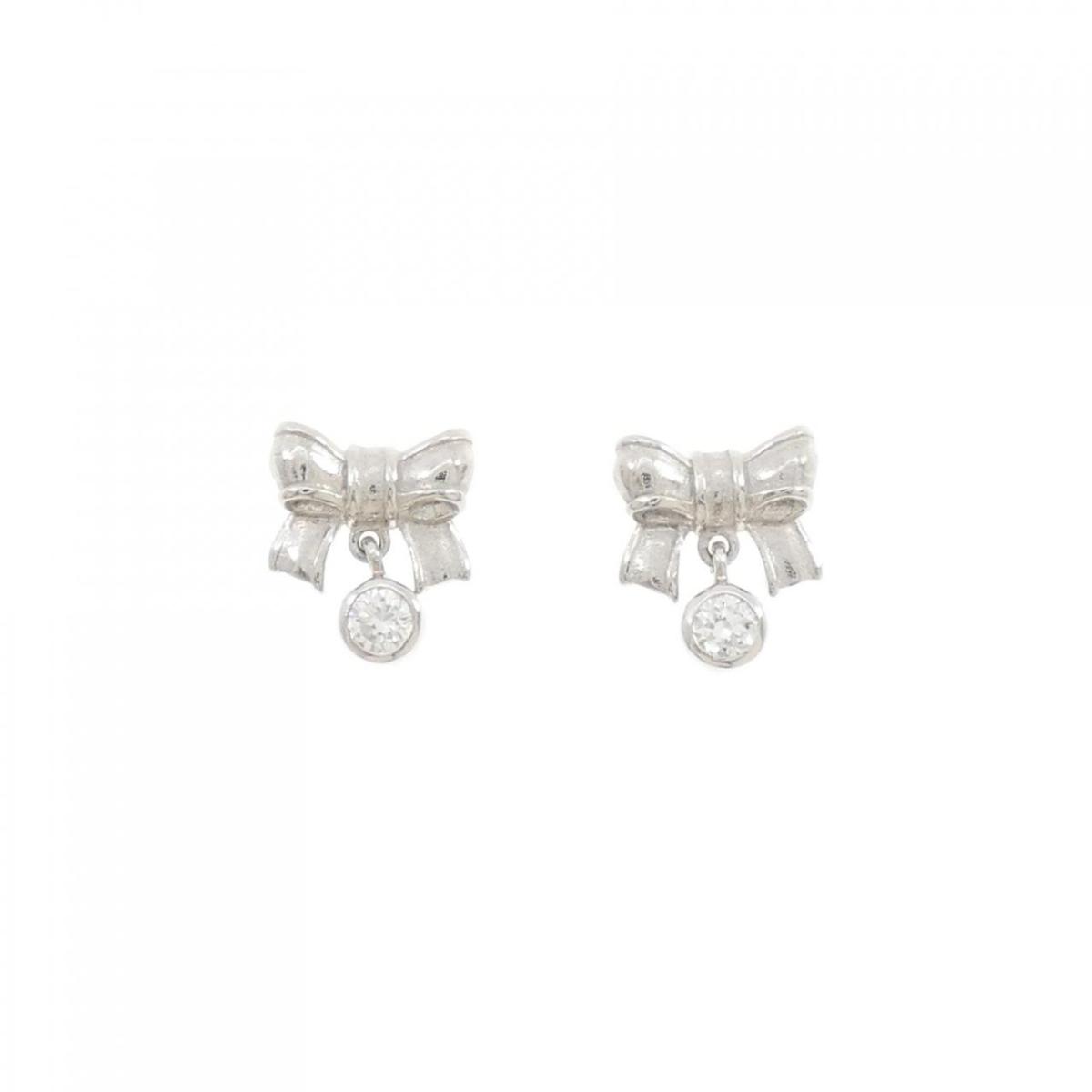 PT900 リボン ダイヤモンド ピアス 0.22CT【中古】|KOMEHYO ONLINESTORE 店