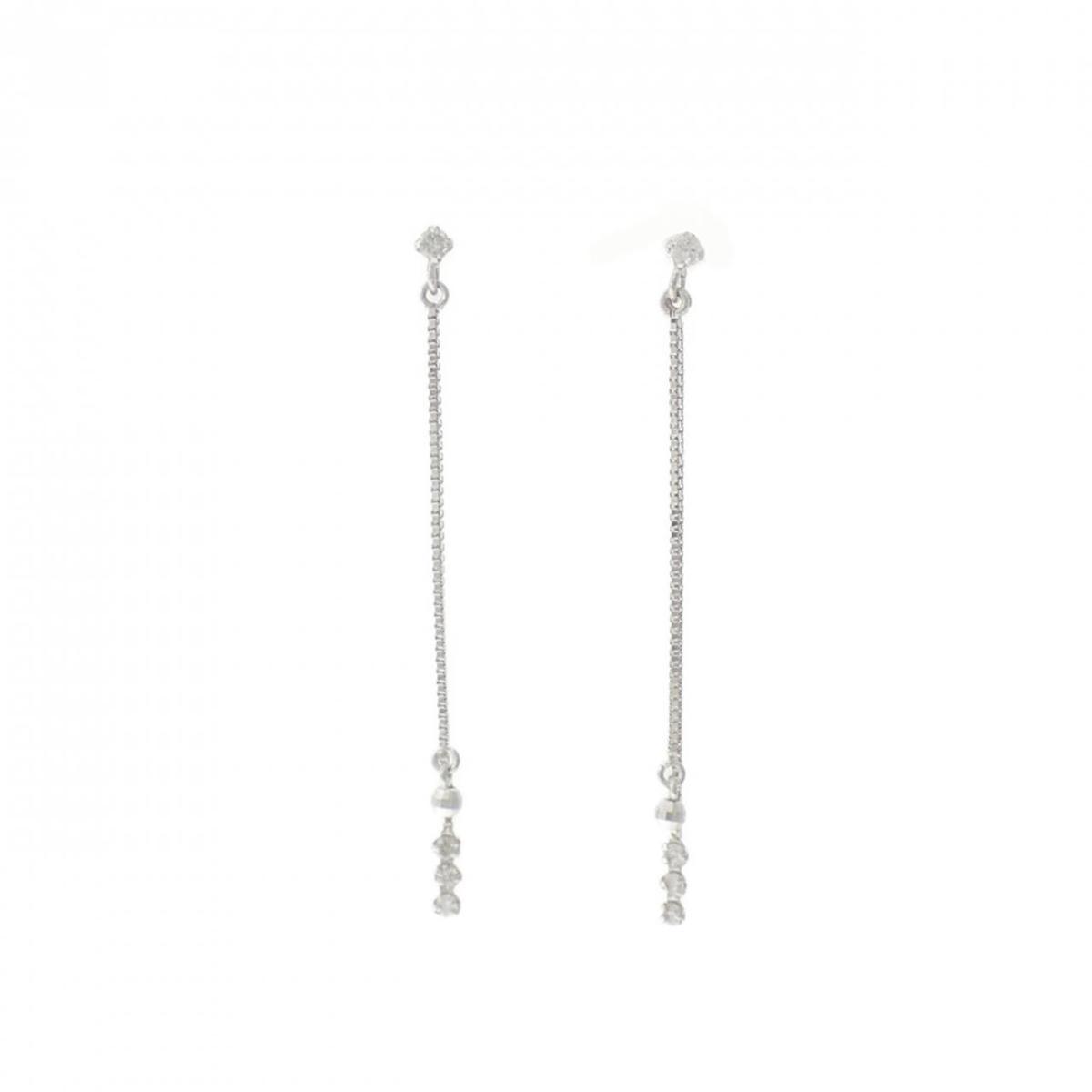 K14WG ダイヤモンド ピアス【中古】