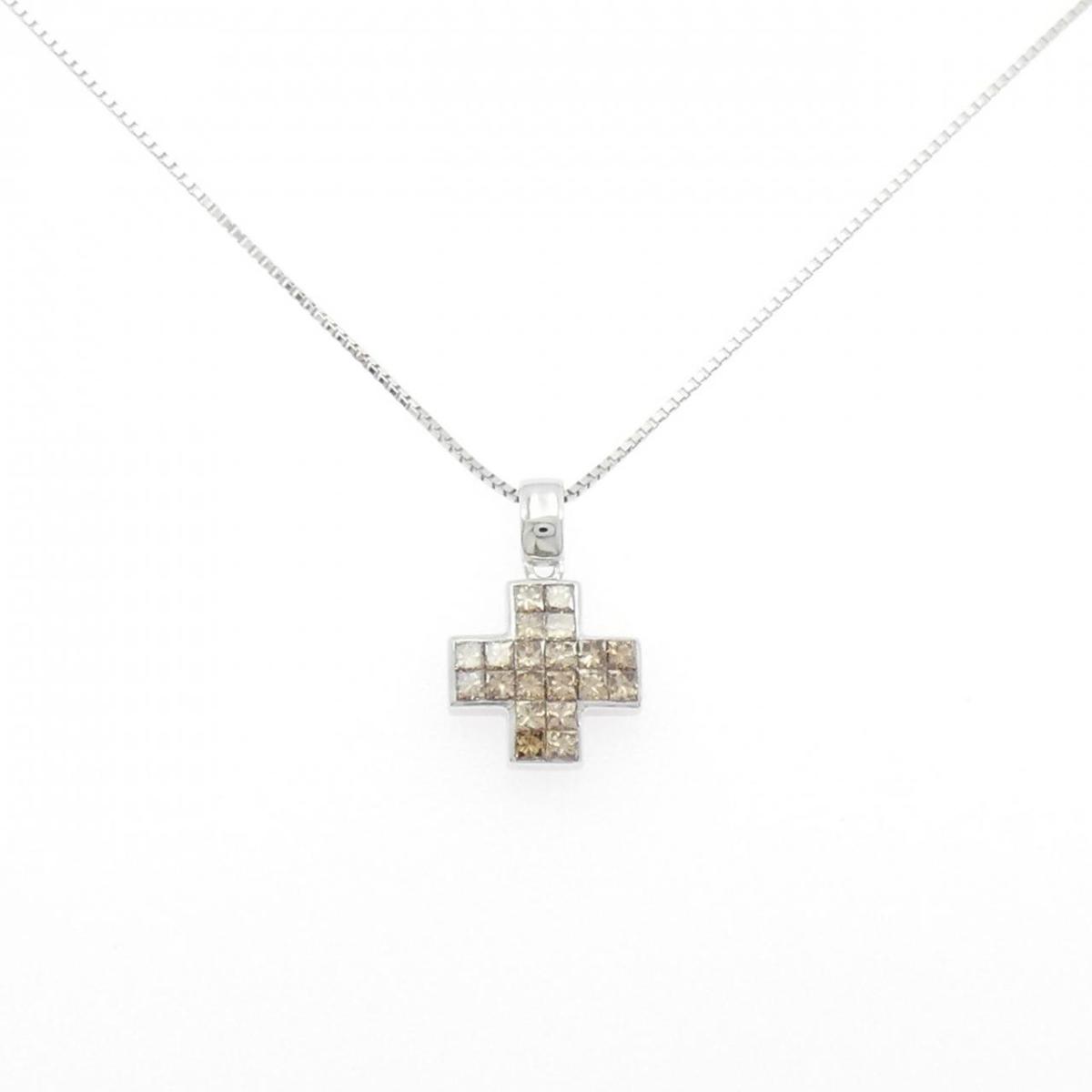 K18WG ダイヤモンド ネックレス【中古】