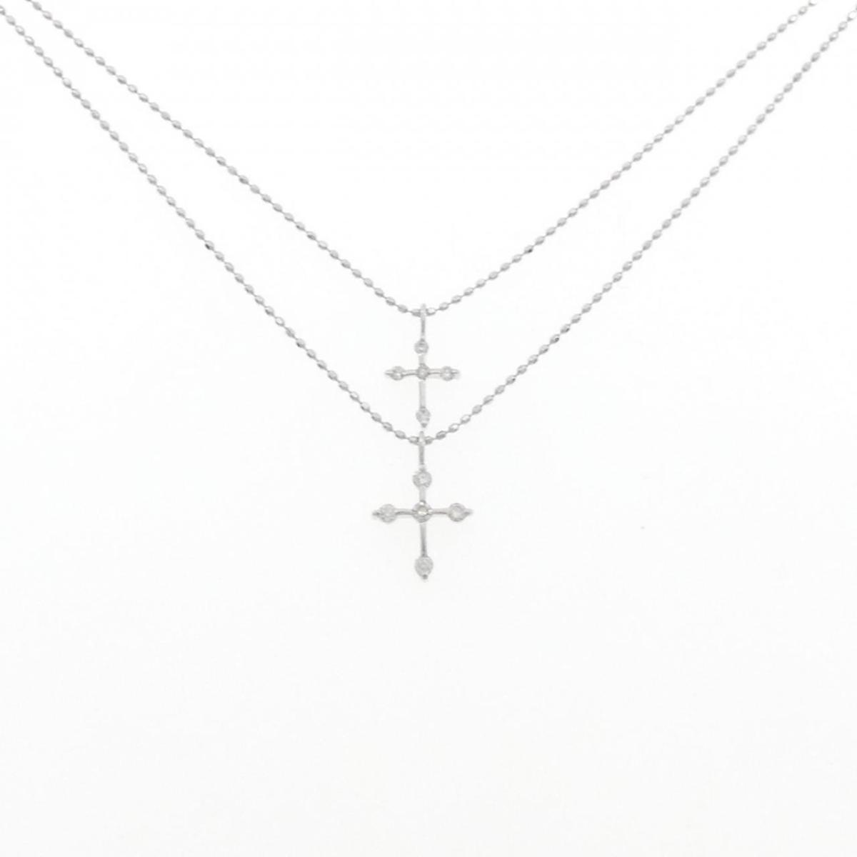 K18WG クロス ダイヤモンド ネックレス 0.15CT【中古】｜KOMEHYO ONLINESTORE 店