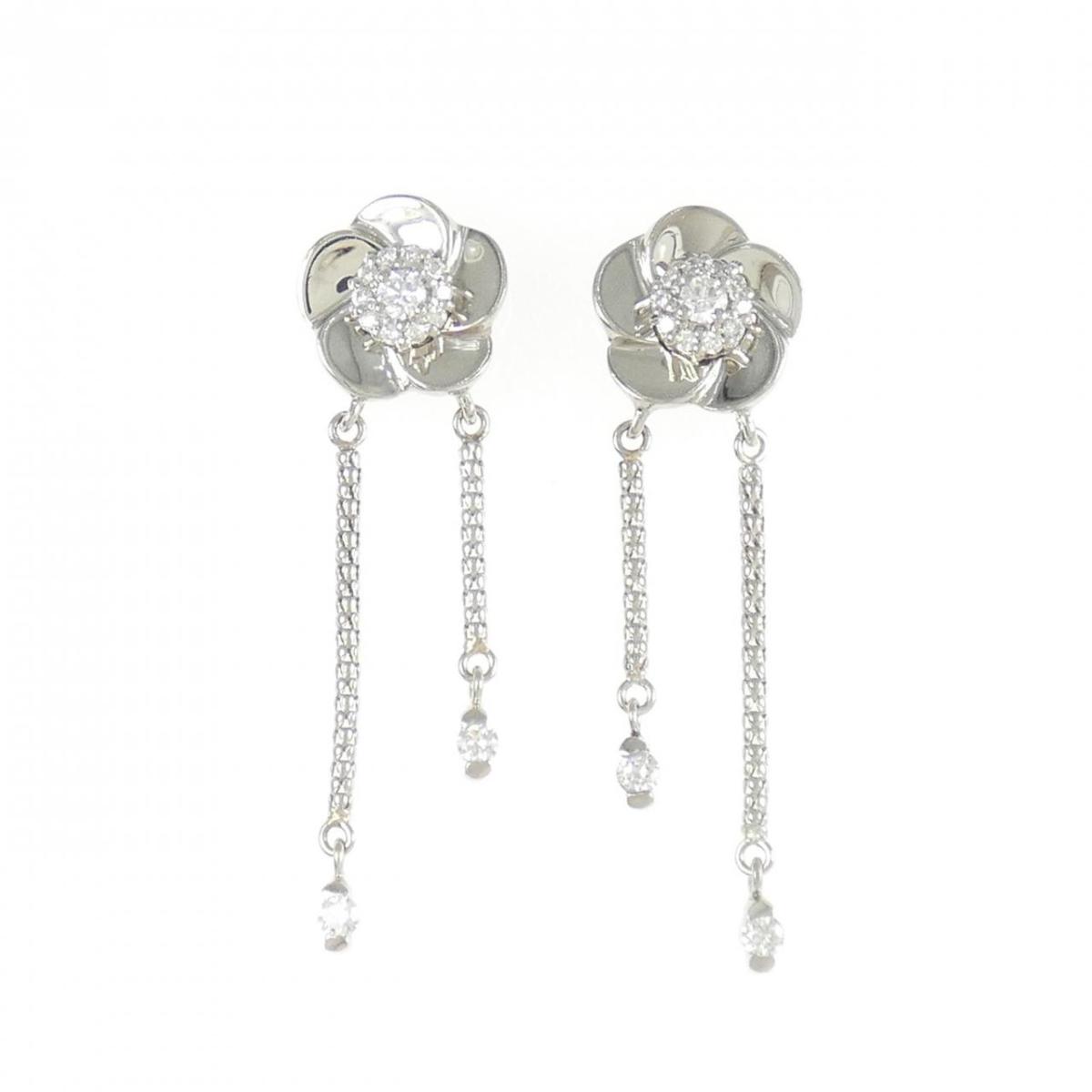PT850/PT900 フラワー ダイヤモンド ピアス 0.36CT【中古】