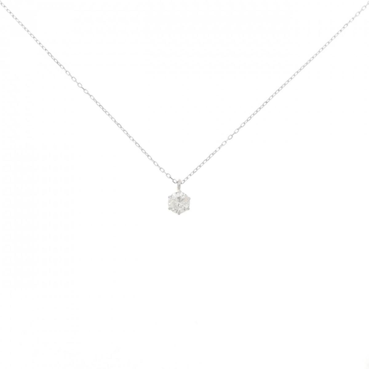 PT900/K18WG ソリティア ダイヤモンド ネックレス 0.224CT【中古】