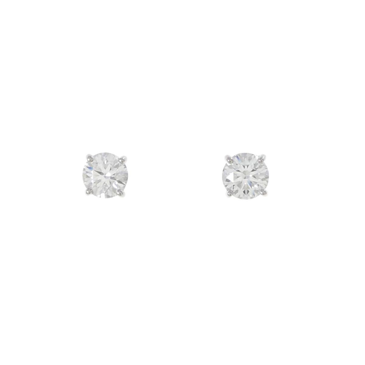 【リメイク】PT900/ST ダイヤモンド ピアス 0.514CT 0.527CT E VVS1 EXT【中古】