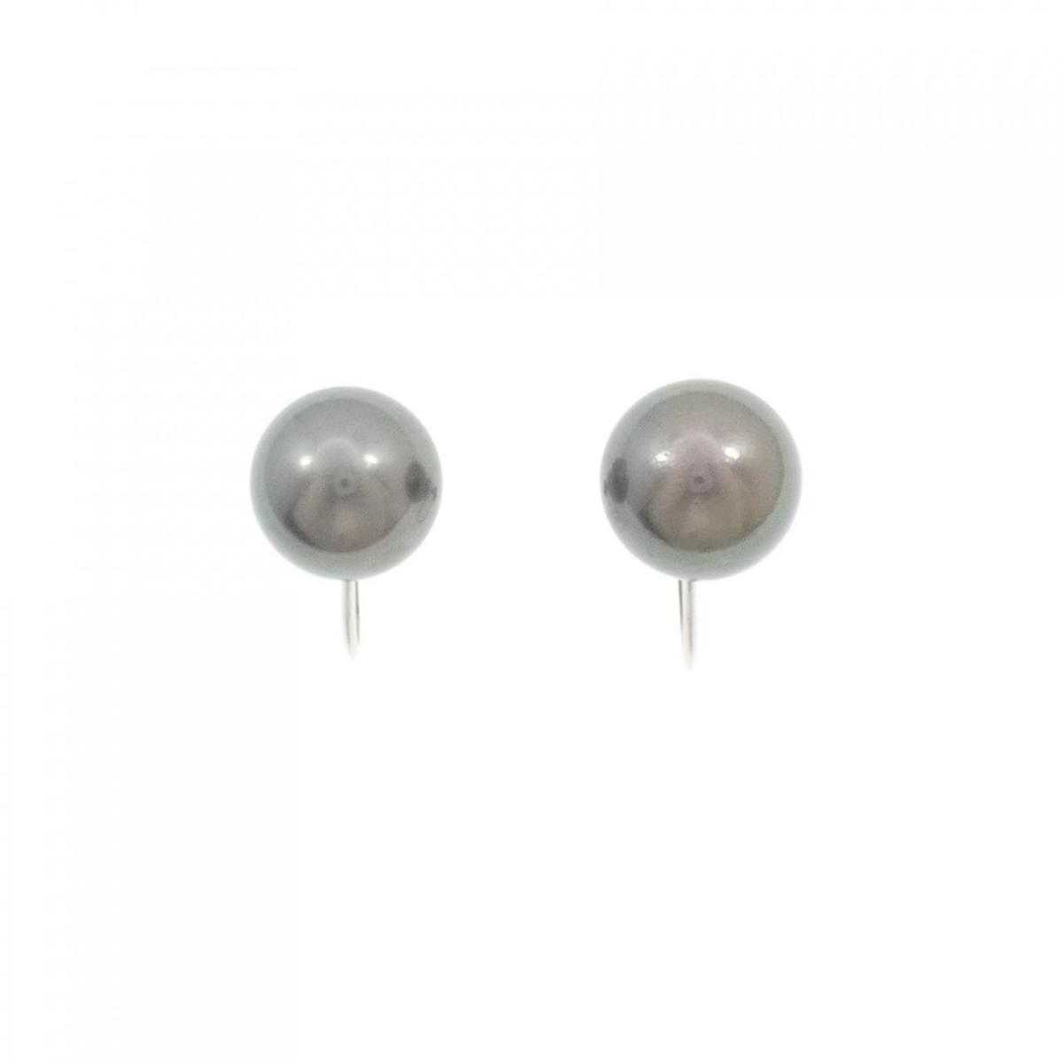 PT900 黒蝶パール イヤリング 11.3mm【中古】