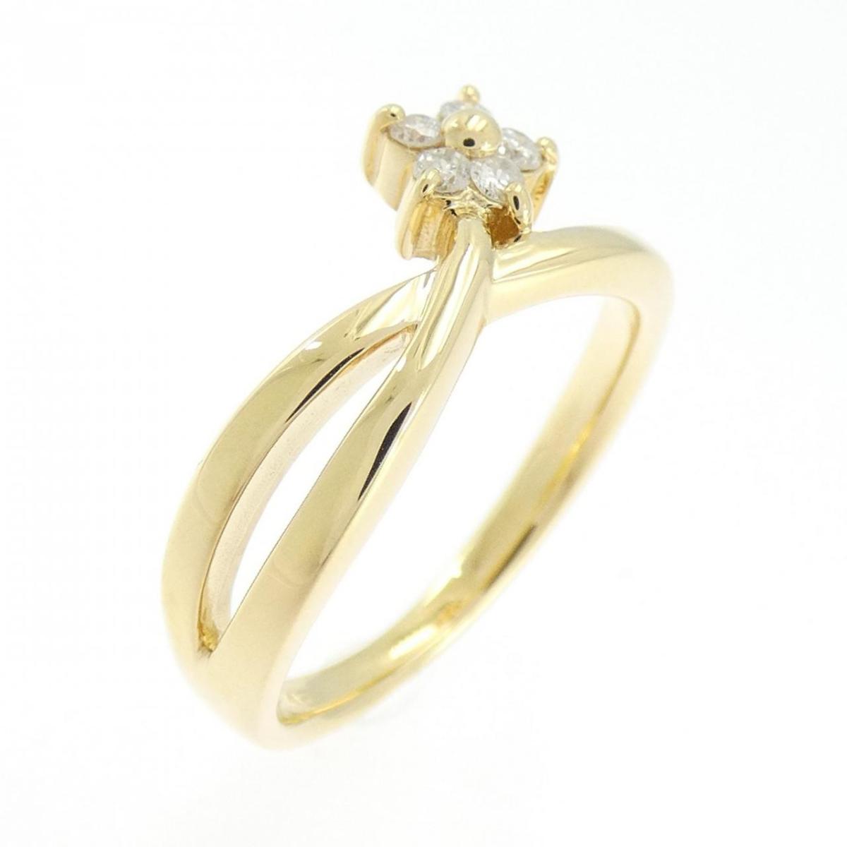 K18YG フラワー ダイヤモンド リング 0.08CT【中古】