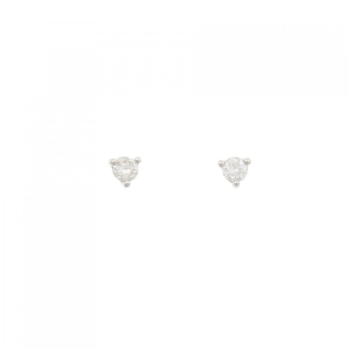 PT900 ソリティア ダイヤモンド ピアス 0.30CT【中古】
