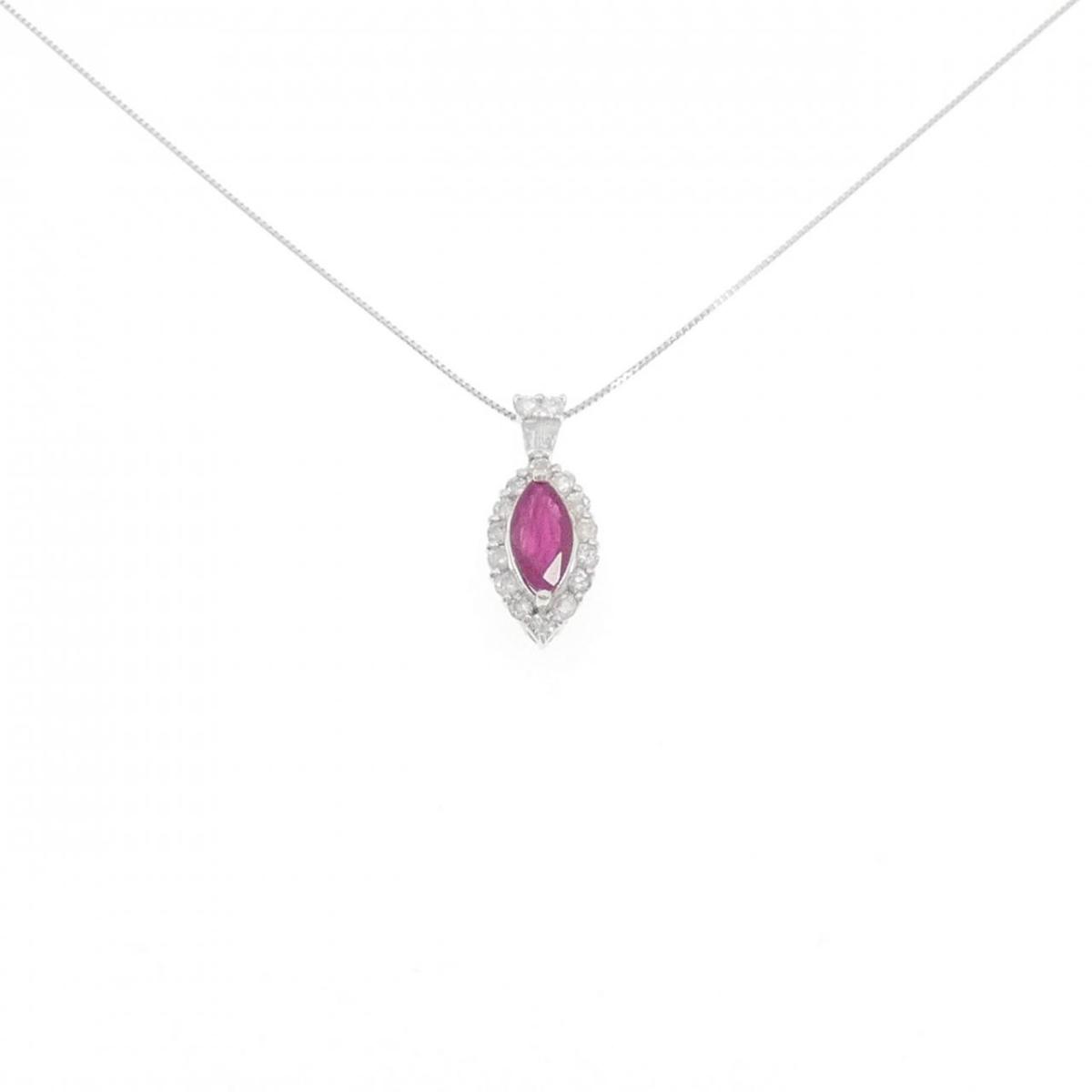 750WG/K18WG ルビー ネックレス 1.02CT【中古】 99,330円