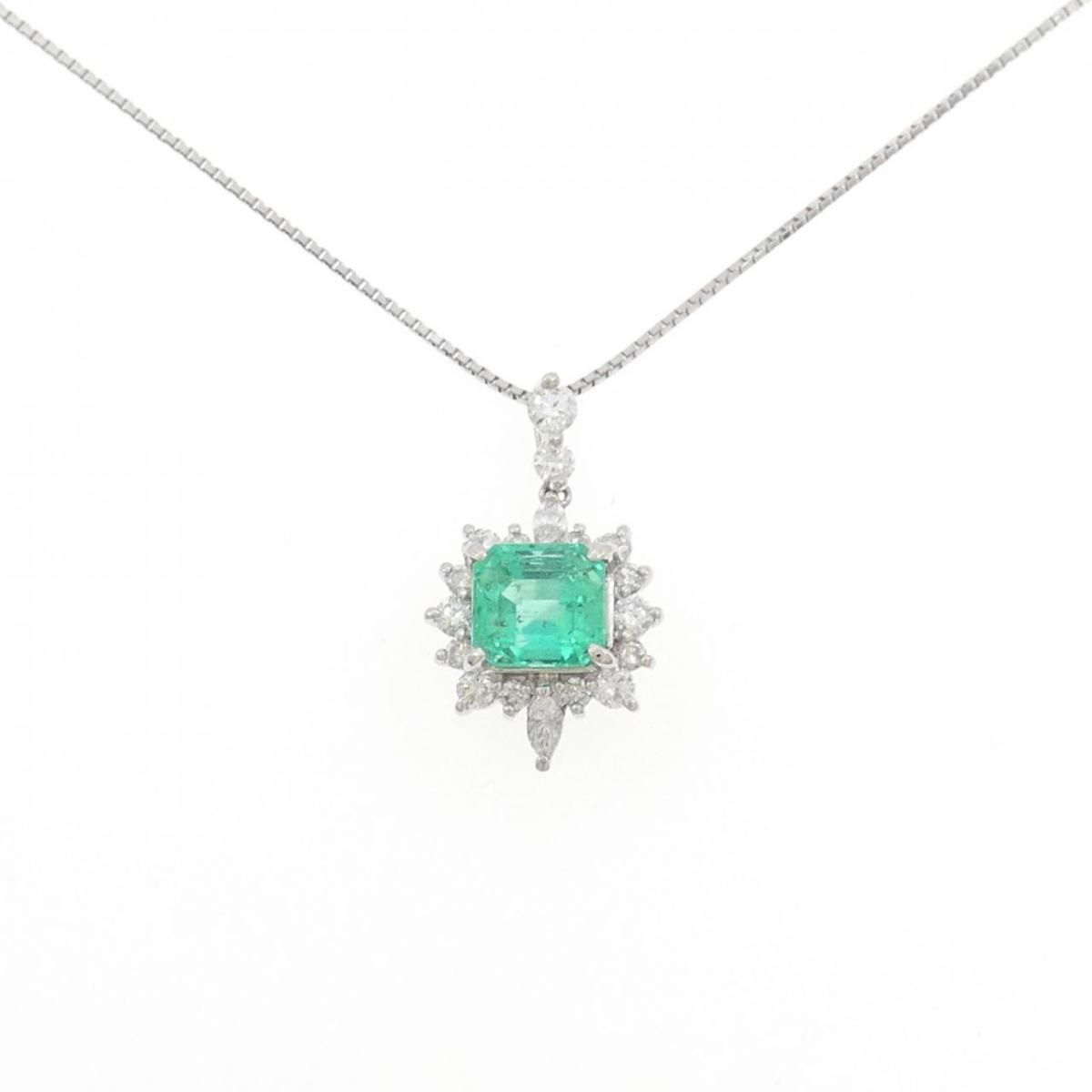 PT900/PT850 エメラルド ネックレス 1.68CT【中古】