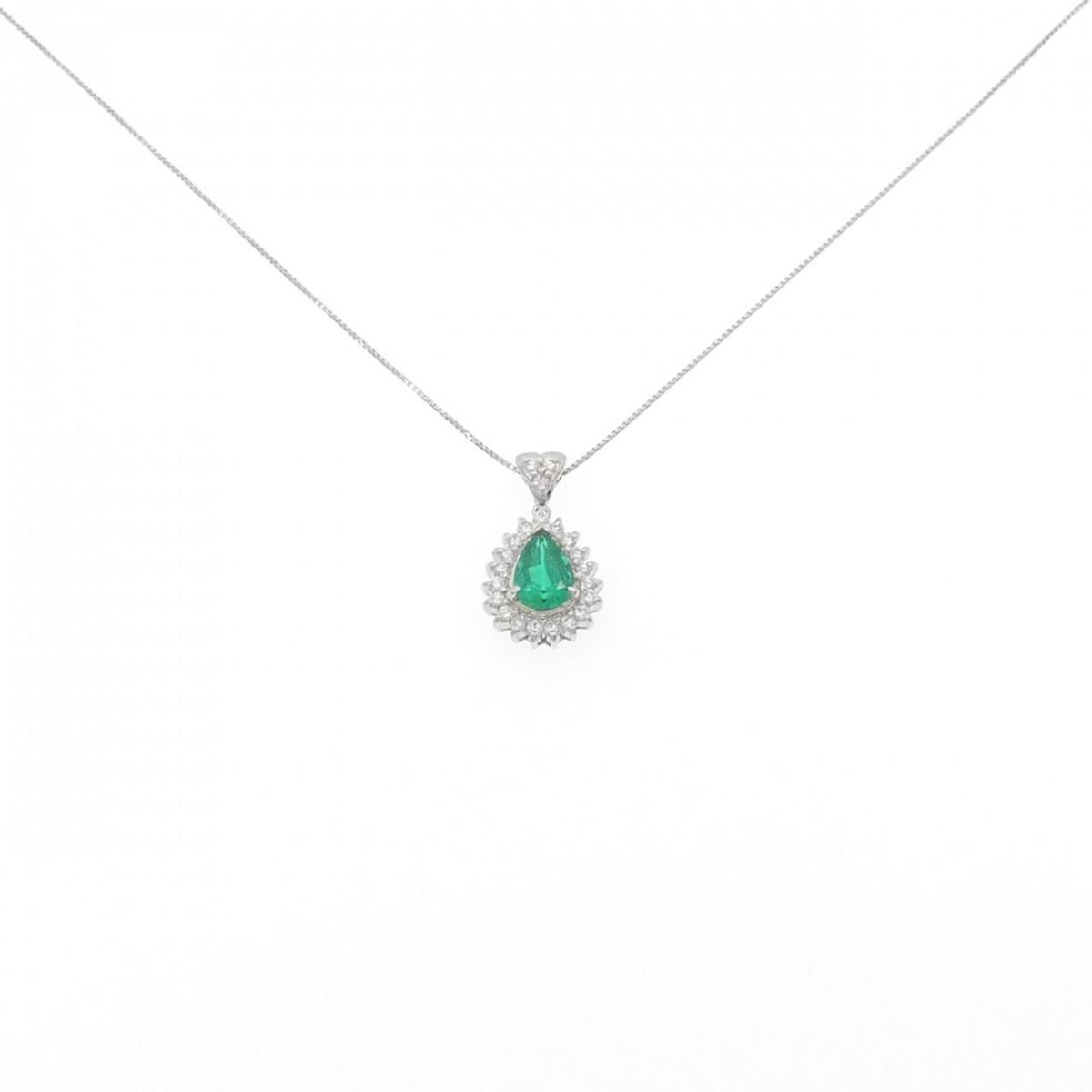 PT900/PT850 エメラルド ネックレス 0.88CT【中古】