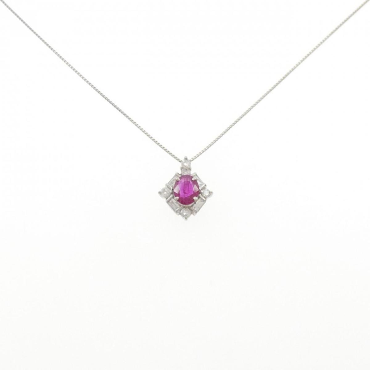 PT900/PT850 ルビー ネックレス 0.64CT【中古】 48,360円