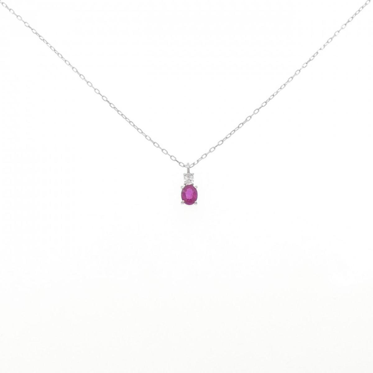 PT900/PT850 ルビー ネックレス 0.40CT【中古】