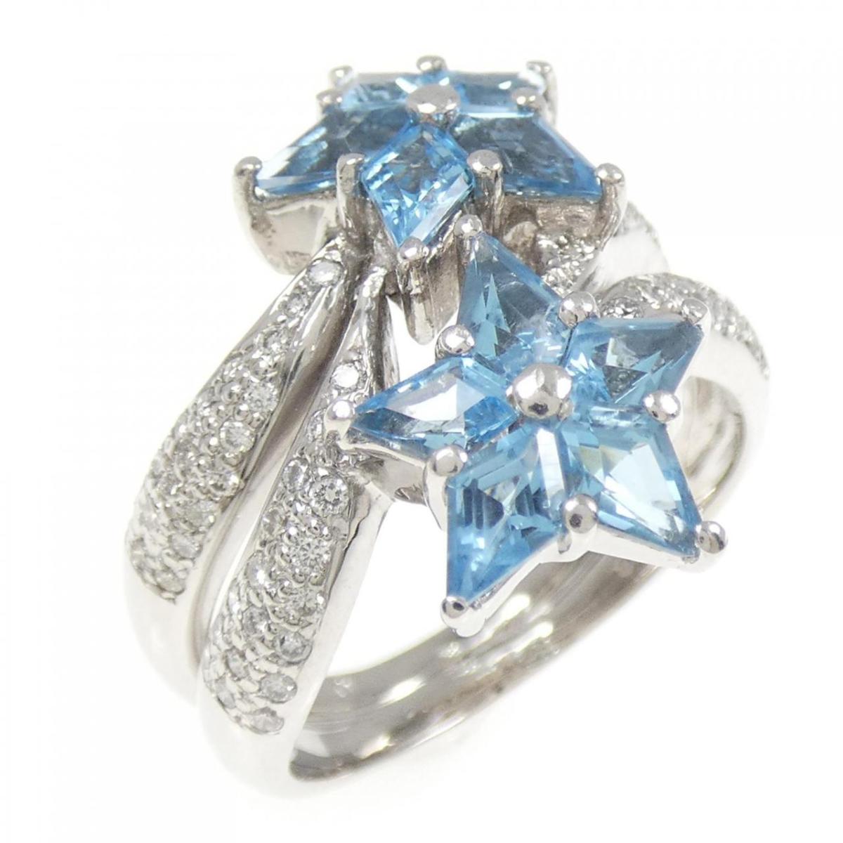 K18WG スター ブルートパーズ リング 1.40CT【中古】
