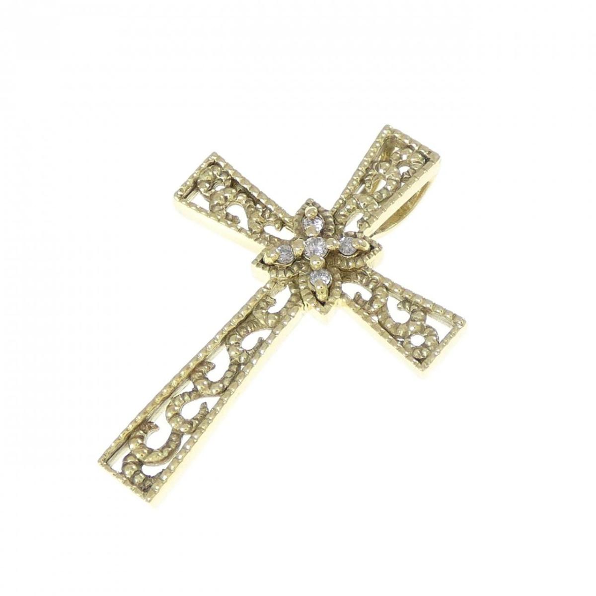 K18YG クロス ダイヤモンド ペンダント 0.04CT【中古】