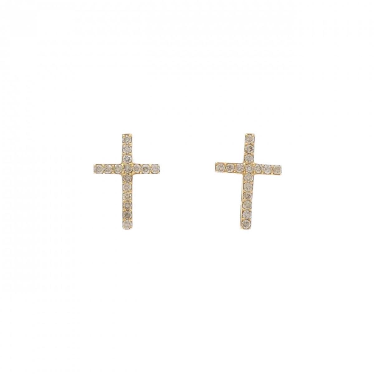 【新品】K18YG クロス ダイヤモンド ピアス 0.40CT【新品】