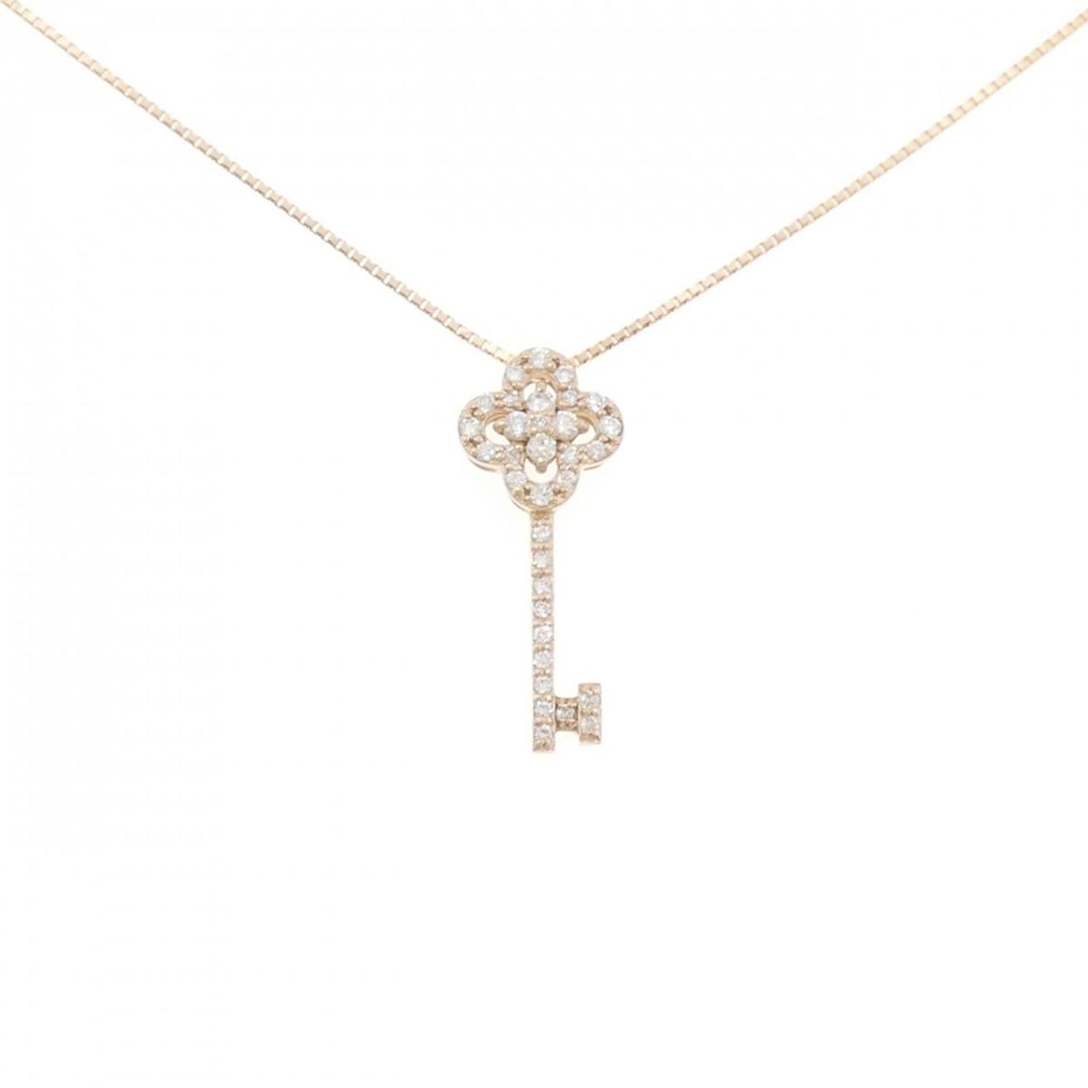 K18PG キー×フラワー ダイヤモンド ネックレス 0.16CT【中古】|KOMEHYO ONLINESTORE 店