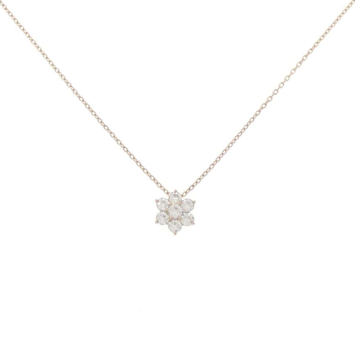 K18PG フラワー ダイヤモンド ネックレス 0.40CT【中古】