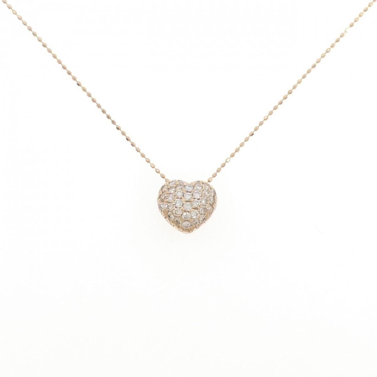 K18PG ハート パヴェ ダイヤモンド ネックレス 0.50CT【中古】｜KOMEHYO ONLINESTORE 店