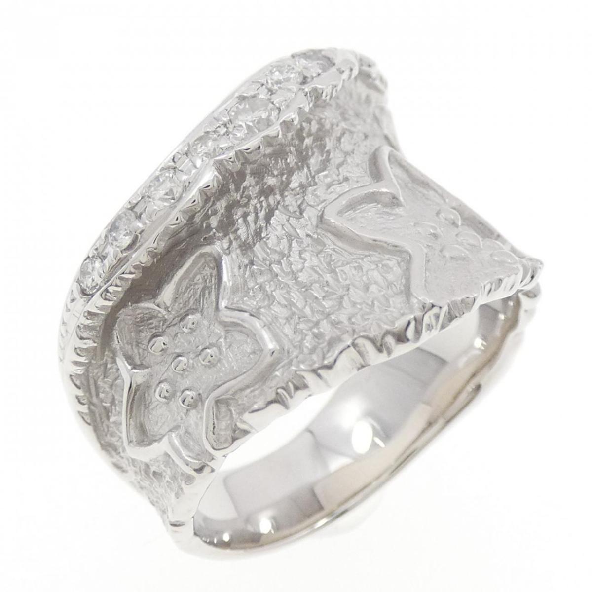 K18WG フラワー ダイヤモンド リング 0.23CT【中古】