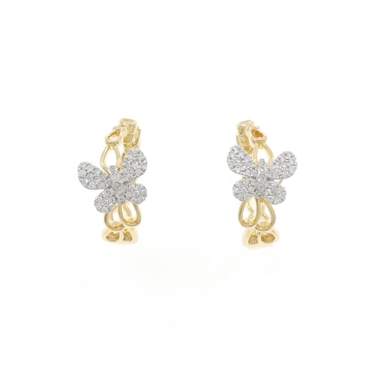 750YG/750WG バタフライ ダイヤモンド ピアス 0.24CT【中古】｜KOMEHYO ONLINESTORE 店