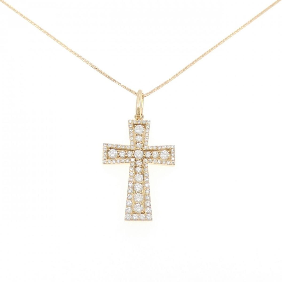 K18YG クロス ダイヤモンド ネックレス 1.10CT【中古】