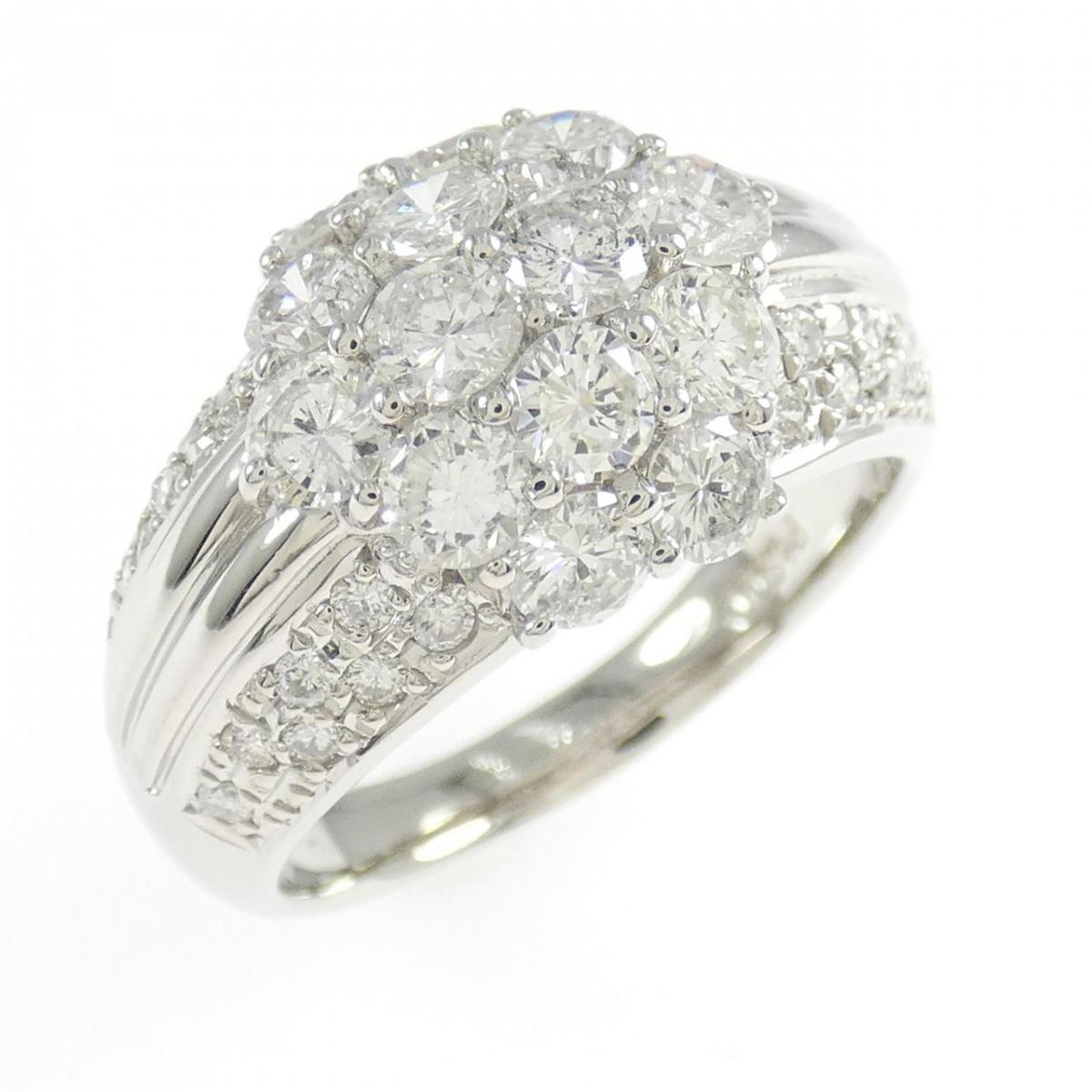 PT900 フラワー ダイヤモンド リング 2.11CT【中古】