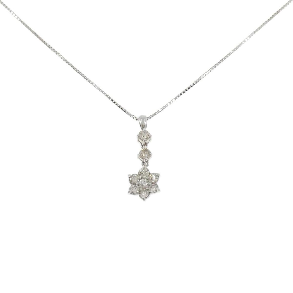 K18WG フラワー ダイヤモンド ネックレス 0.51CT【中古】｜KOMEHYO ONLINESTORE 店