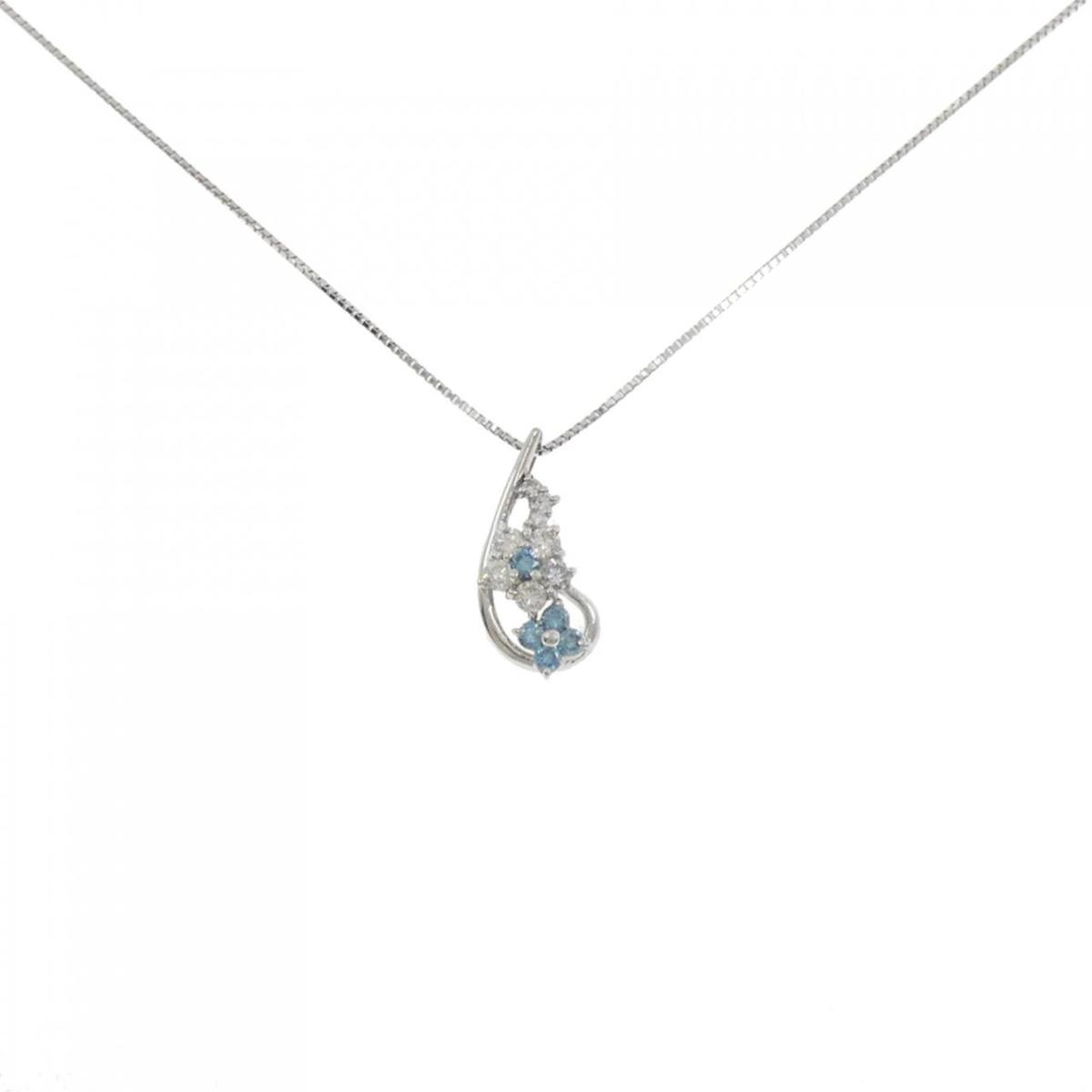 K18WG フラワー ダイヤモンド ネックレス 0.44CT【中古】