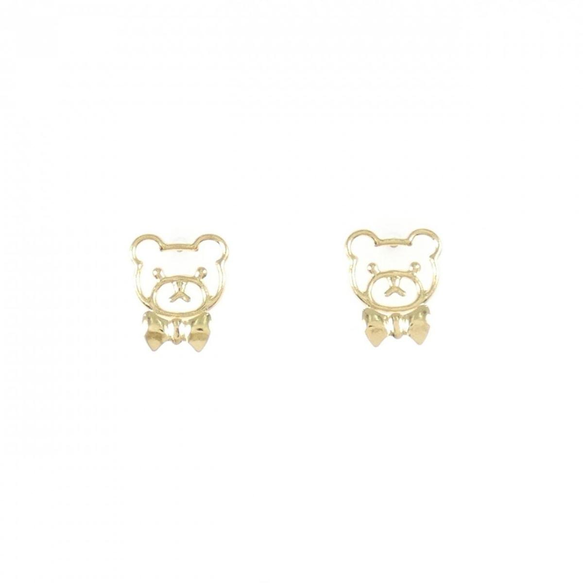 【新品】K18YG ベア×リボン ピアス【新品】 14,832円