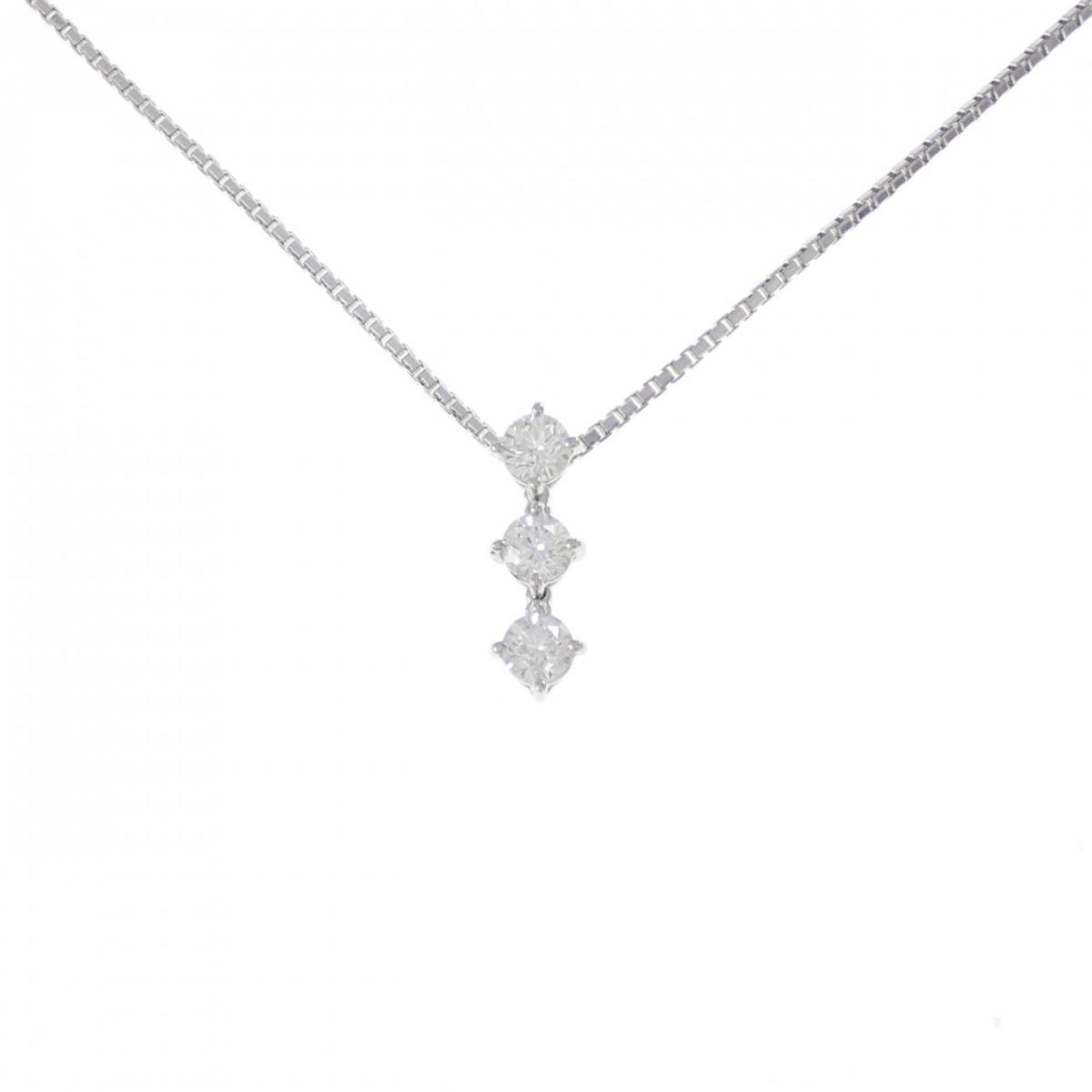 PT900/PT850 スリーストーン ダイヤモンド ネックレス 0.70CT【中古】