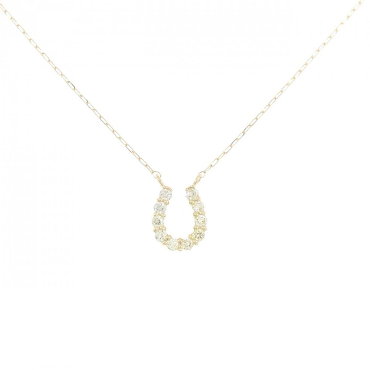 【新品】K18YG ホースシュー ダイヤモンド ネックレス 0.10CT【新品】