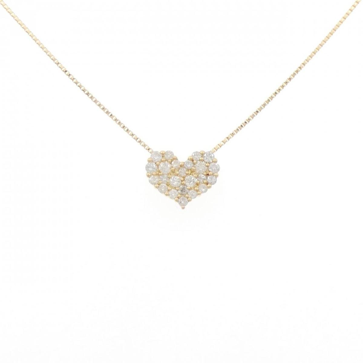 K18YG ハート パヴェ ダイヤモンド ネックレス 0.50CT【中古】｜KOMEHYO ONLINESTORE 店