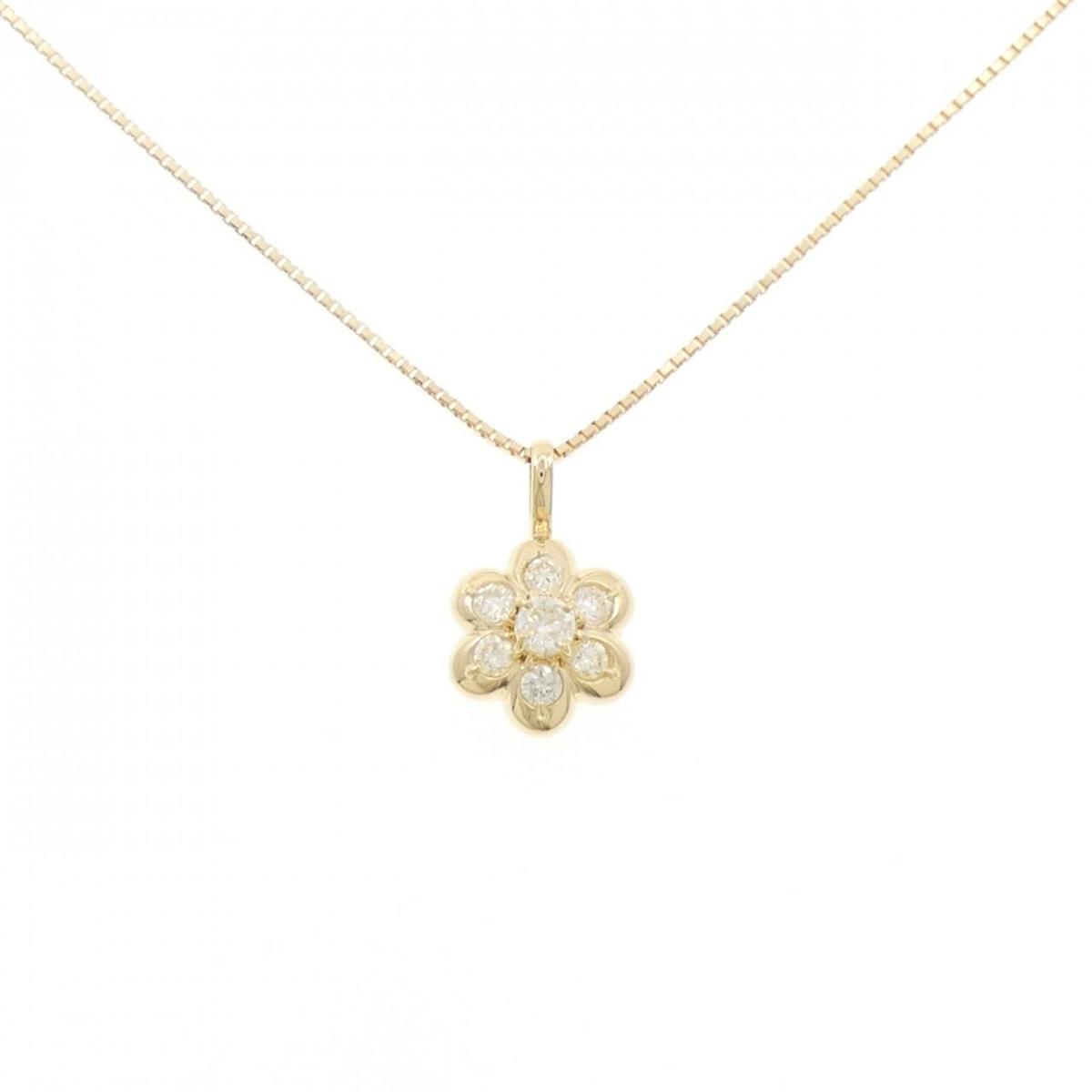 K18YG フラワー ダイヤモンド ネックレス 0.30CT【中古】｜KOMEHYO ONLINESTORE 店