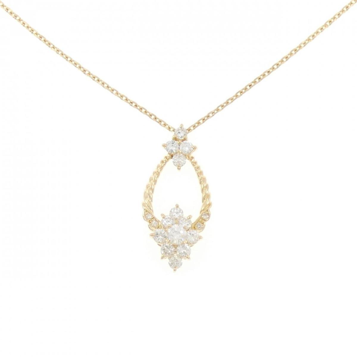 K18YG フラワー ダイヤモンド ネックレス 0.80CT【中古】