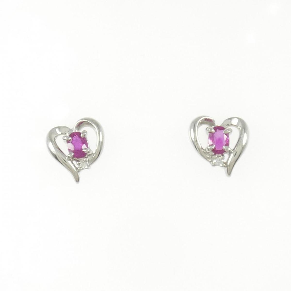 PT900 ハート ルビー ピアス【中古】|KOMEHYO ONLINESTORE 店