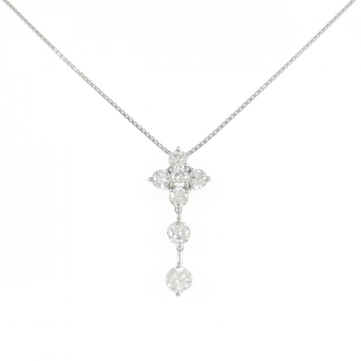 PT900/PT850 フラワー ダイヤモンド ネックレス 1.02CT【中古】