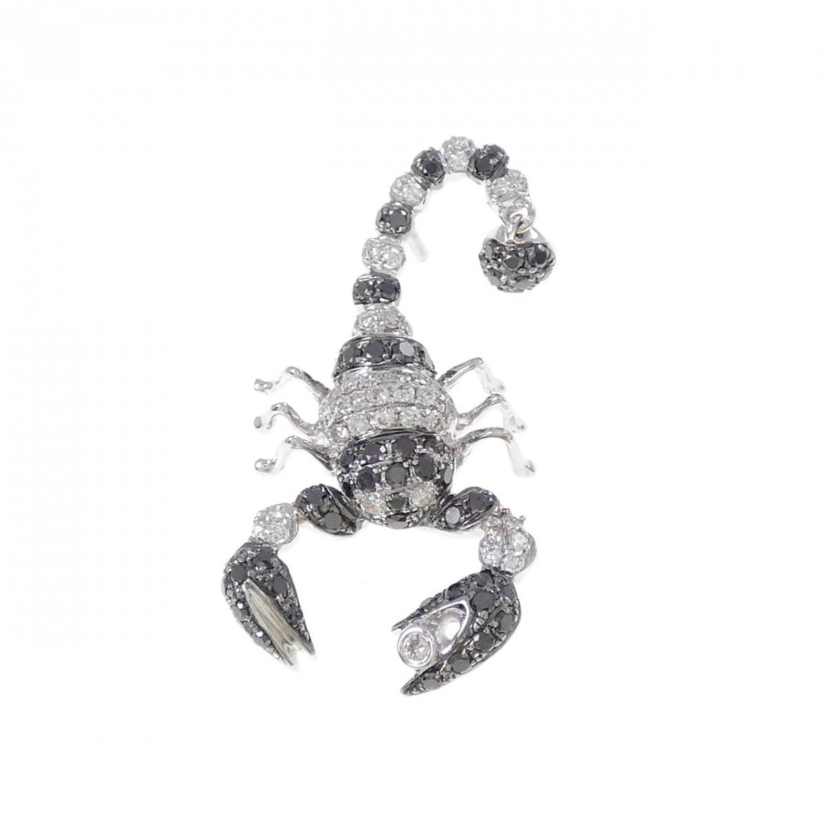 K18WG スコーピオン ダイヤモンド ブローチ 0.36CT【中古】